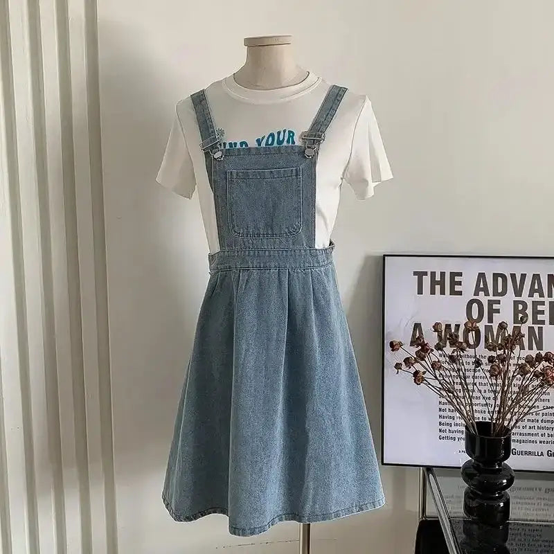 Jupe Salopette en Jean Bleu