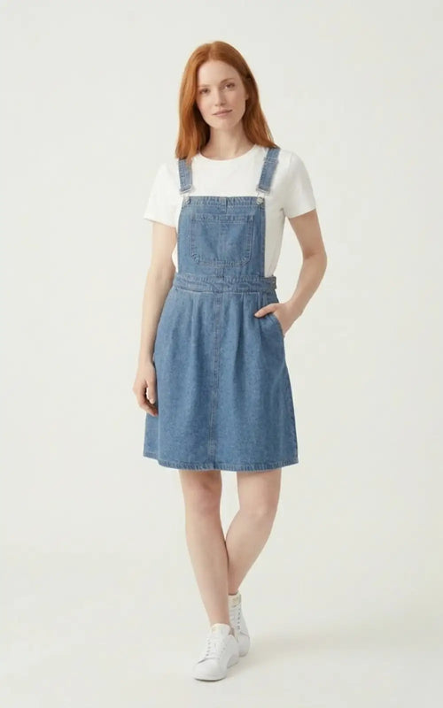 Jupe Salopette en Jean Bleu