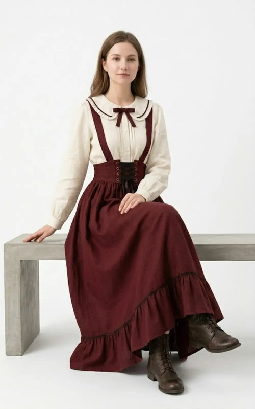 Jupe Salopette Vintage Bordeaux