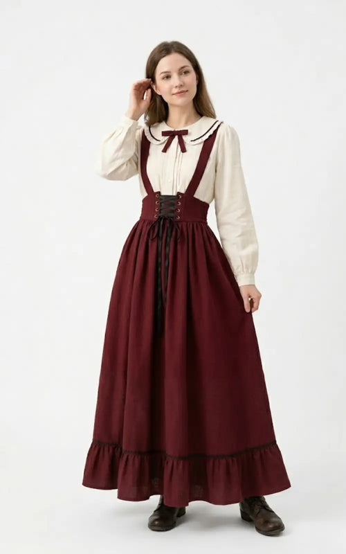 Jupe Salopette Vintage Bordeaux