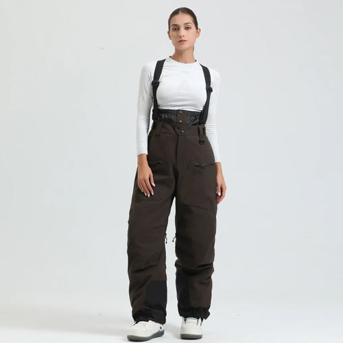 Pantalon De Ski Femme Salopette Marron foncé