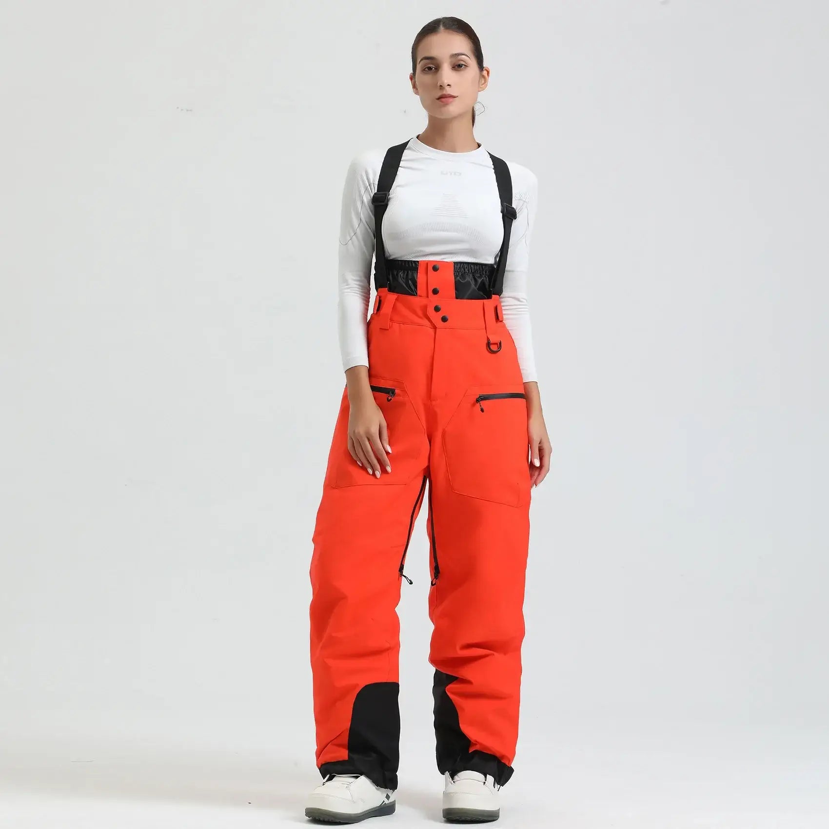 Pantalon De Ski Femme Salopette Orange