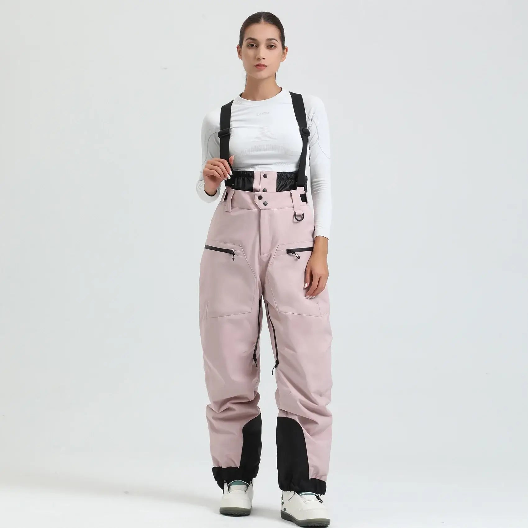Pantalon De Ski Femme Salopette Rose Poudré