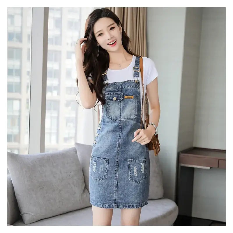 Robe Courte Salopette en Jean