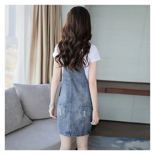 Robe Courte Salopette en Jean