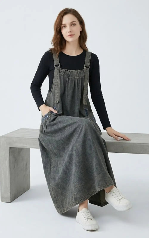 Robe en Jean Salopette Evasée
