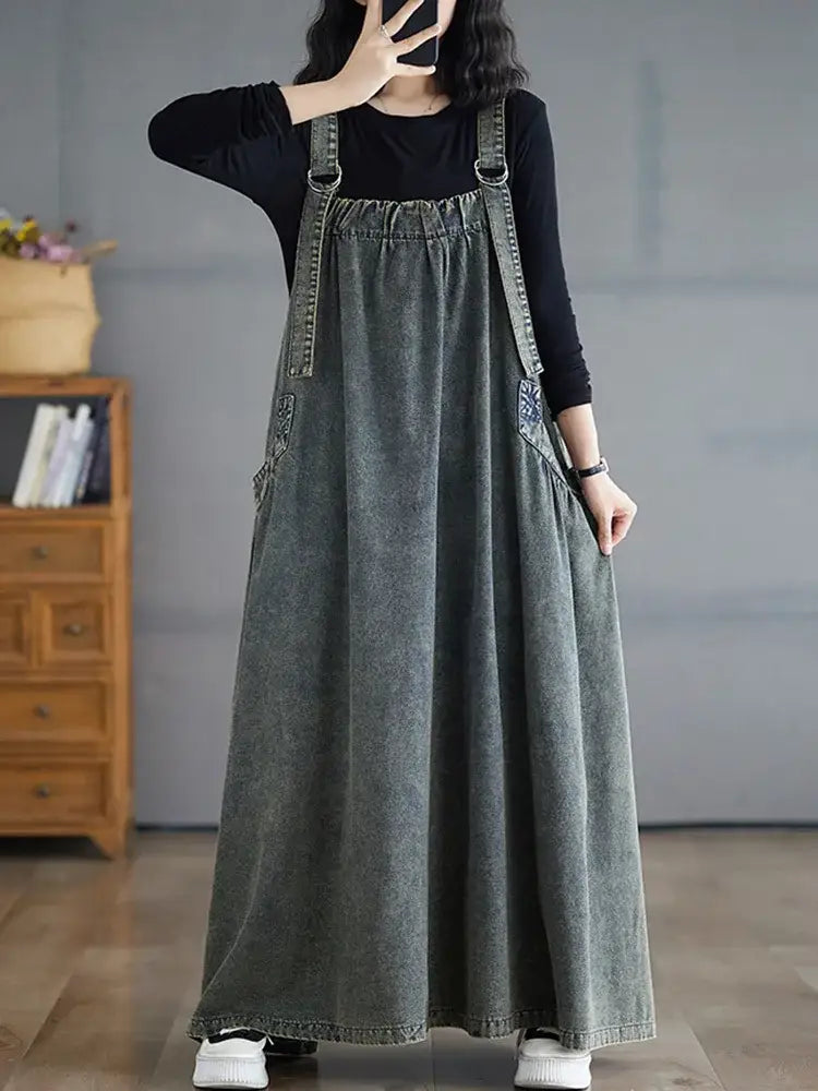 Robe en Jean Salopette Evasée