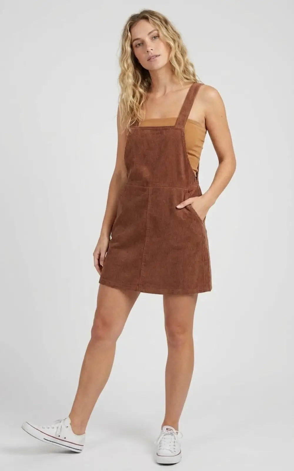 Robe Salopette Camel Velours Femme