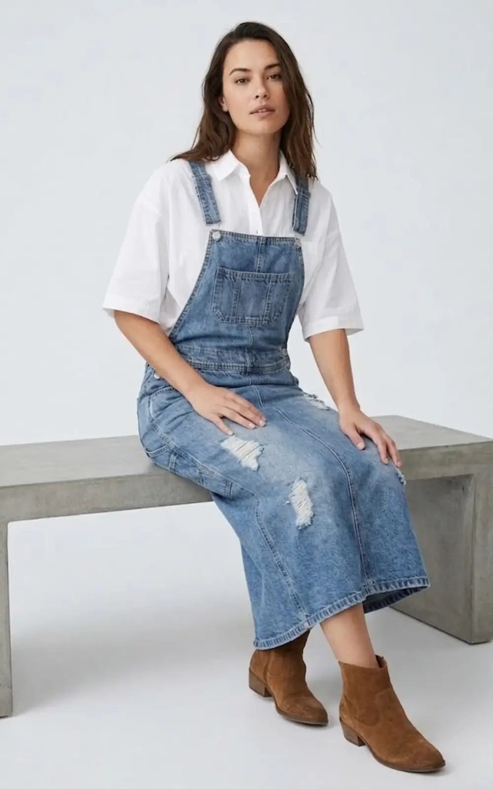 Robe Salopette en Jean Femme Déchirée