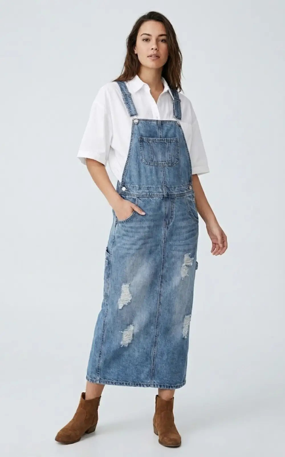 Robe Salopette en Jean Femme Déchirée