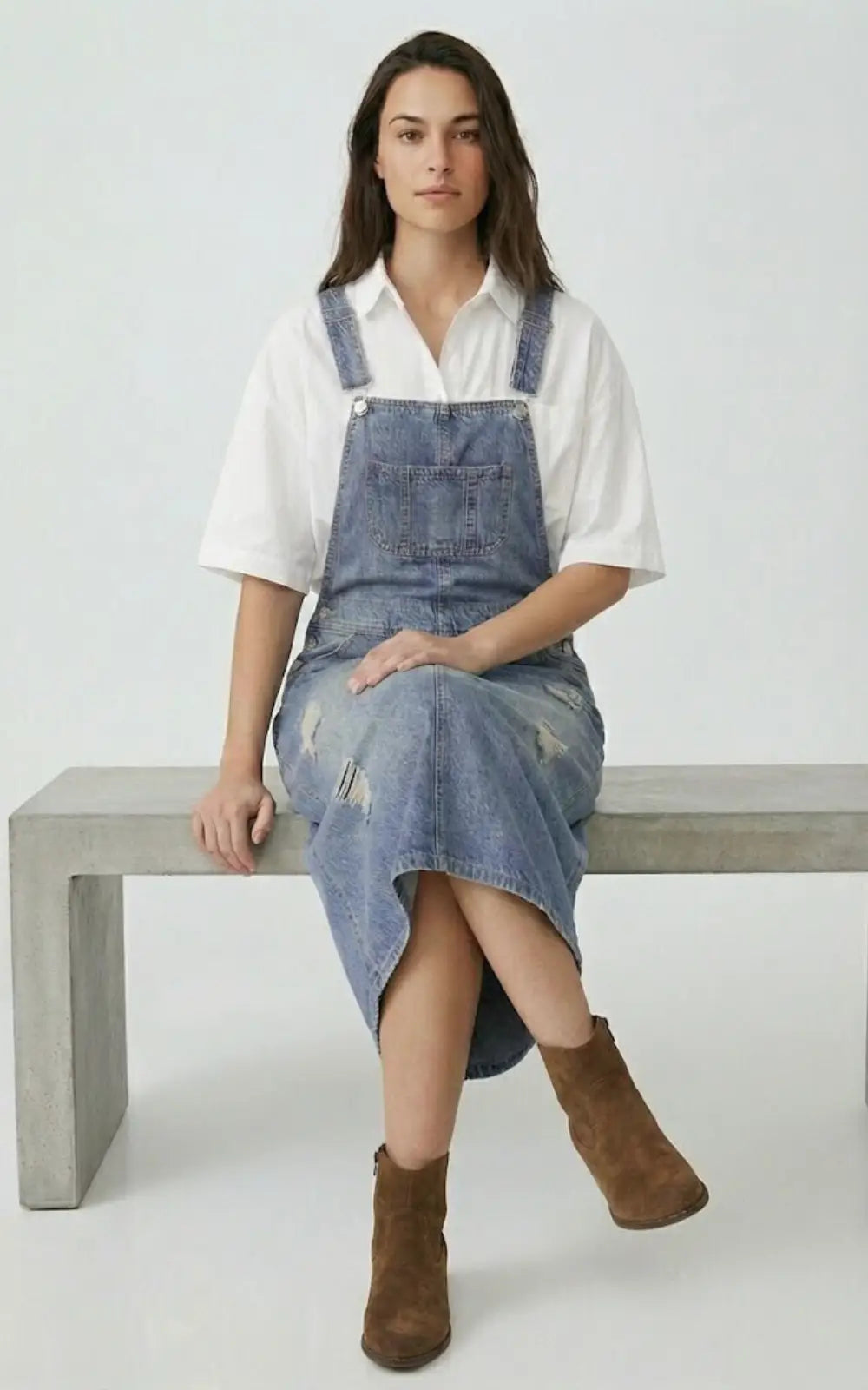 Robe Salopette en Jean Femme Déchirée