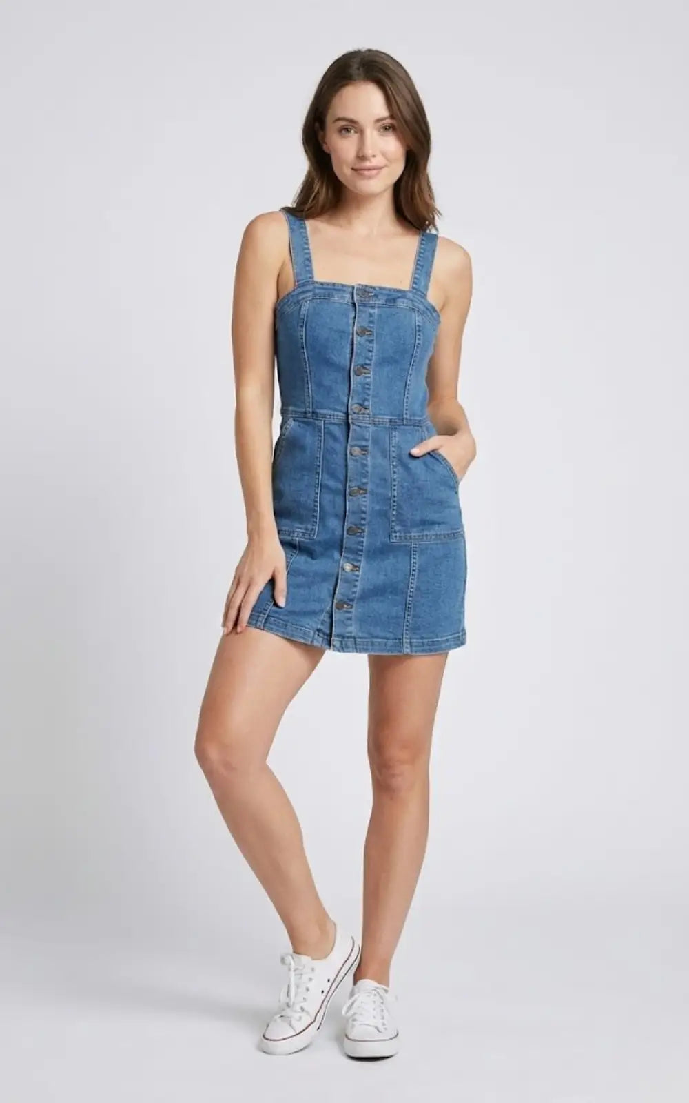 Robe Salopette en Jean Mi-Courte