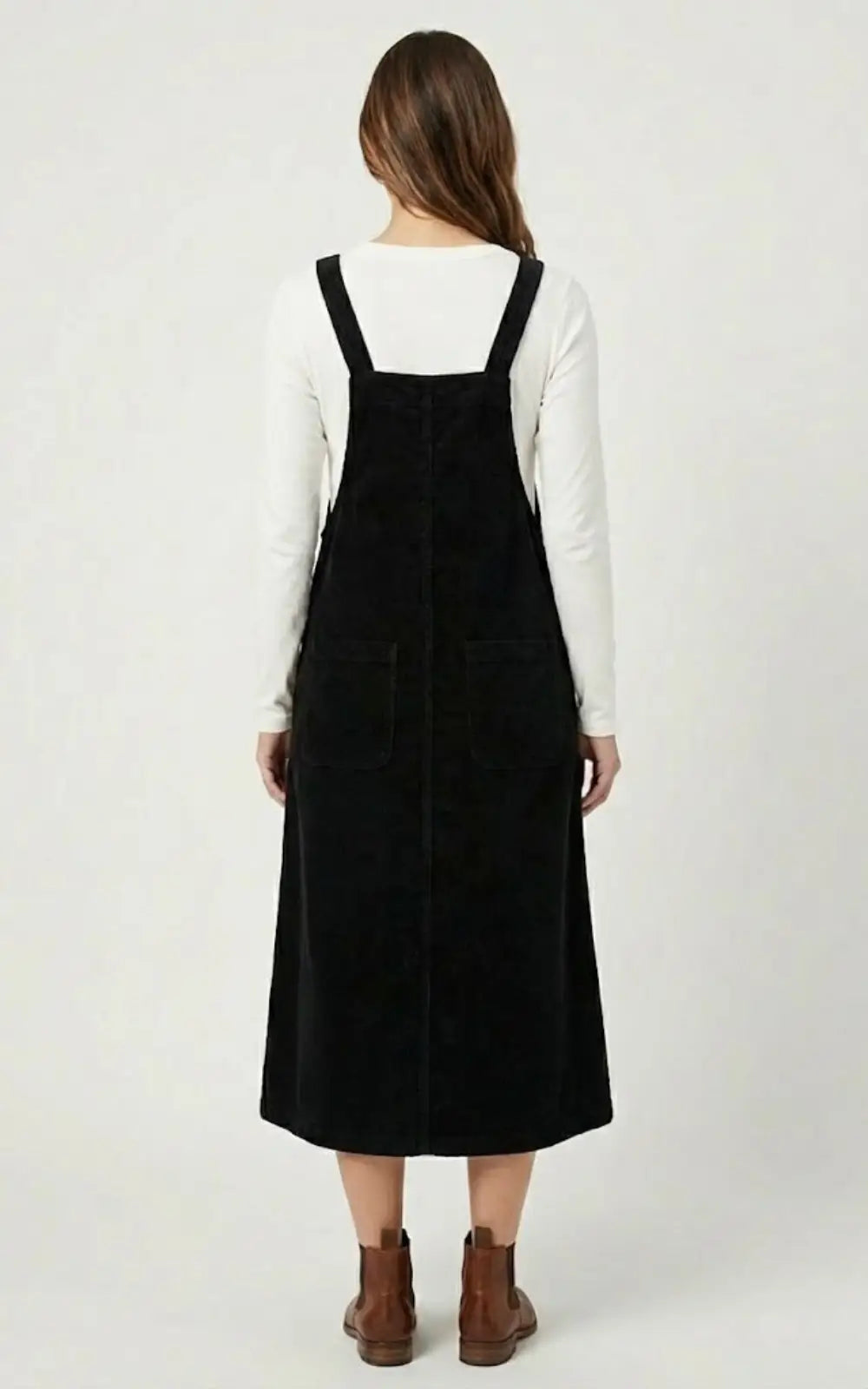 Robe Salopette en Velours Boutons