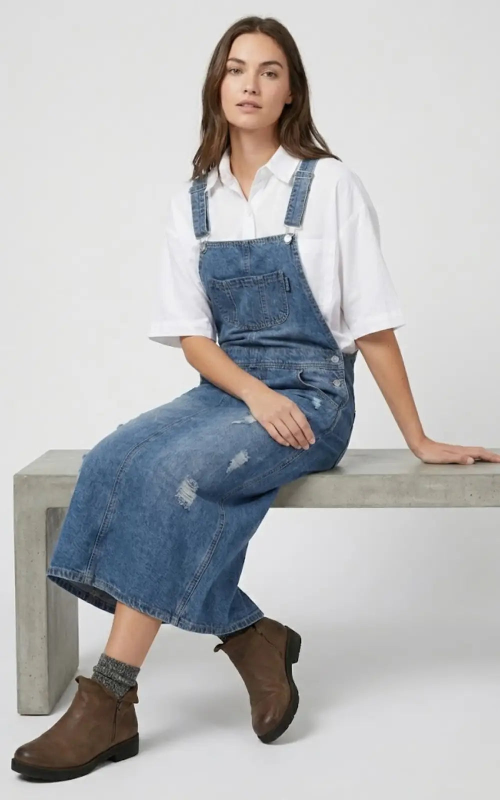 Robe Salopette Jean Longue Déchirée