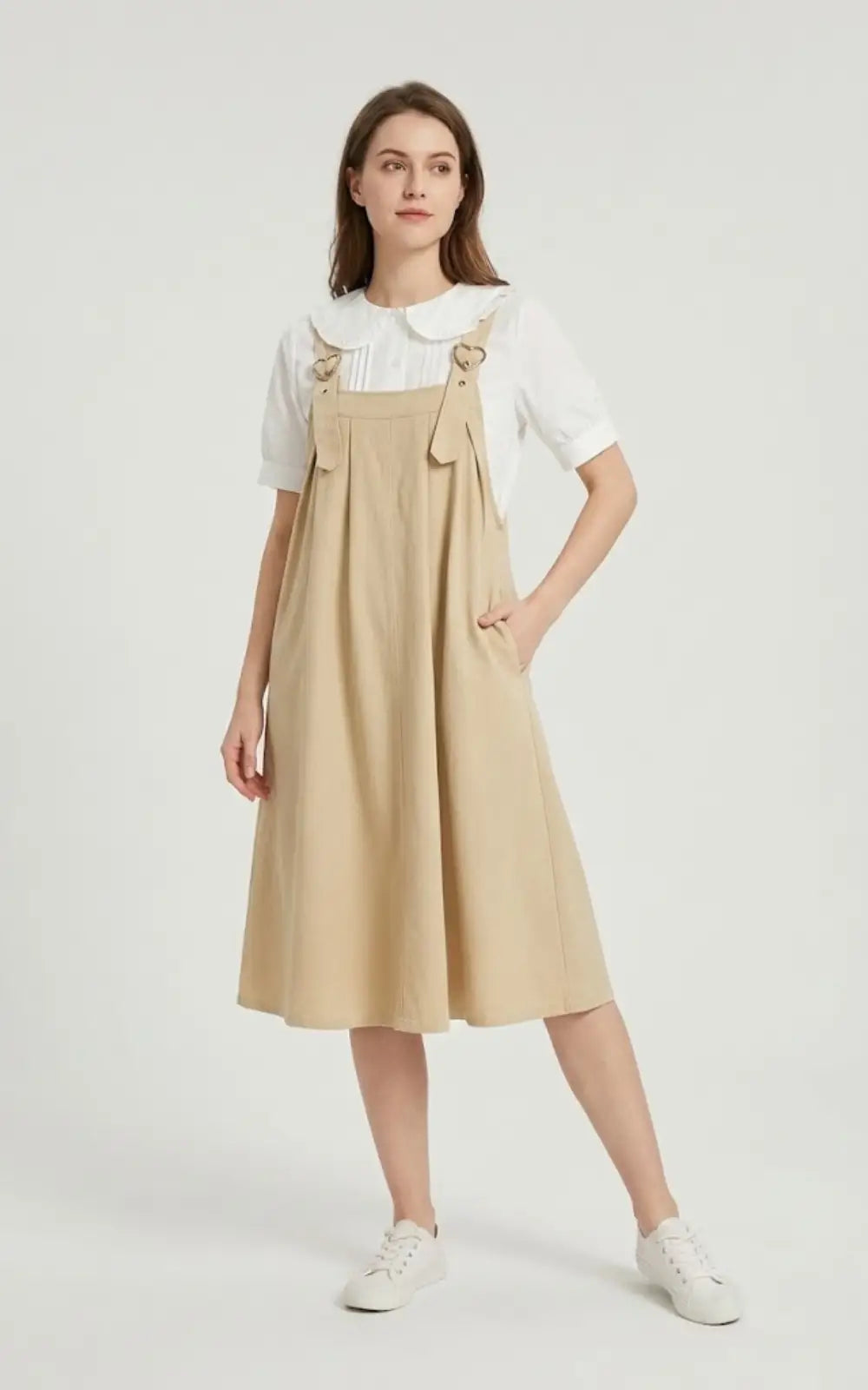 Robe Salopette Trapèze Beige