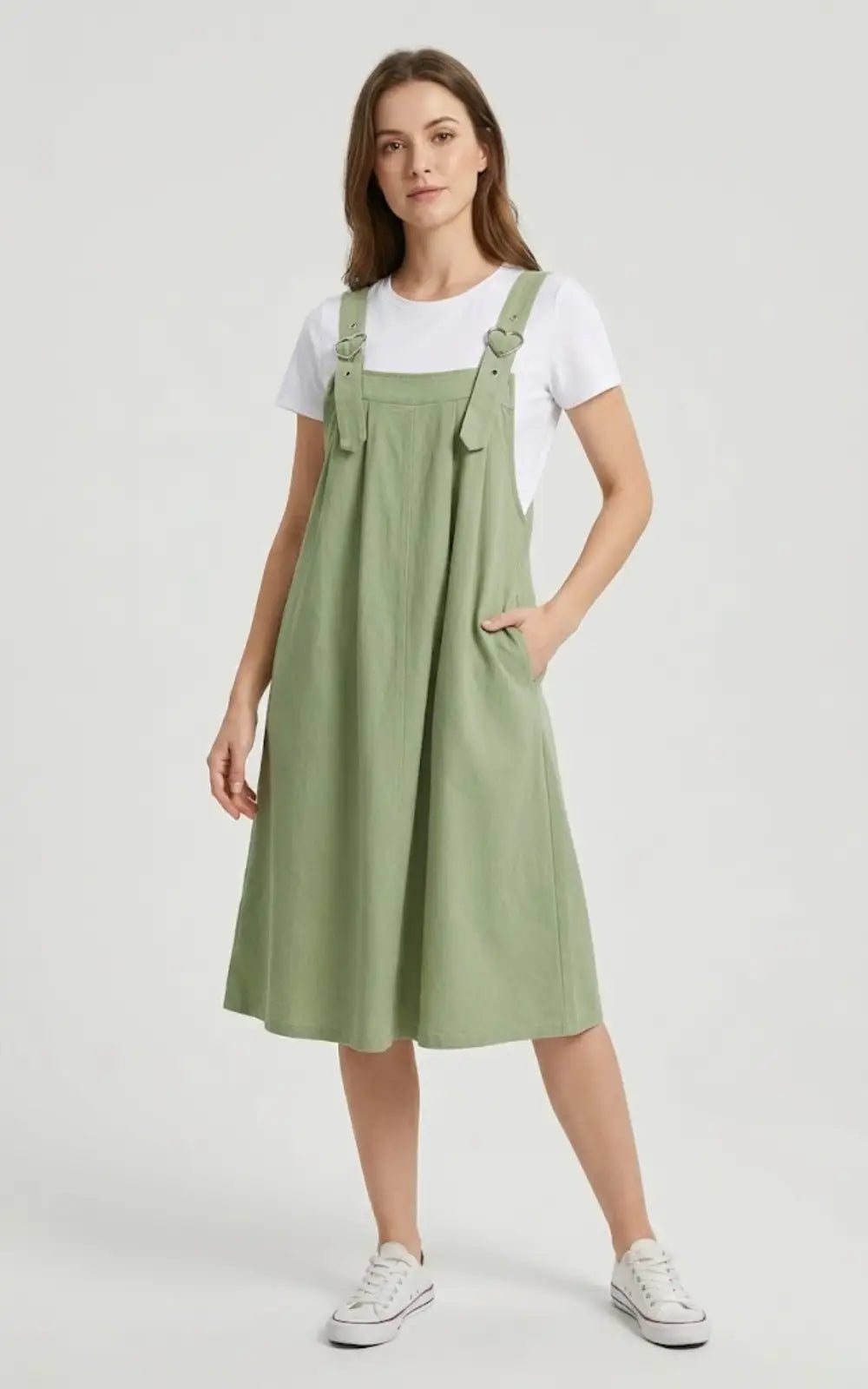 Robe Salopette Trapèze Verte
