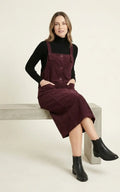 Robe Salopette Velours Bordeaux