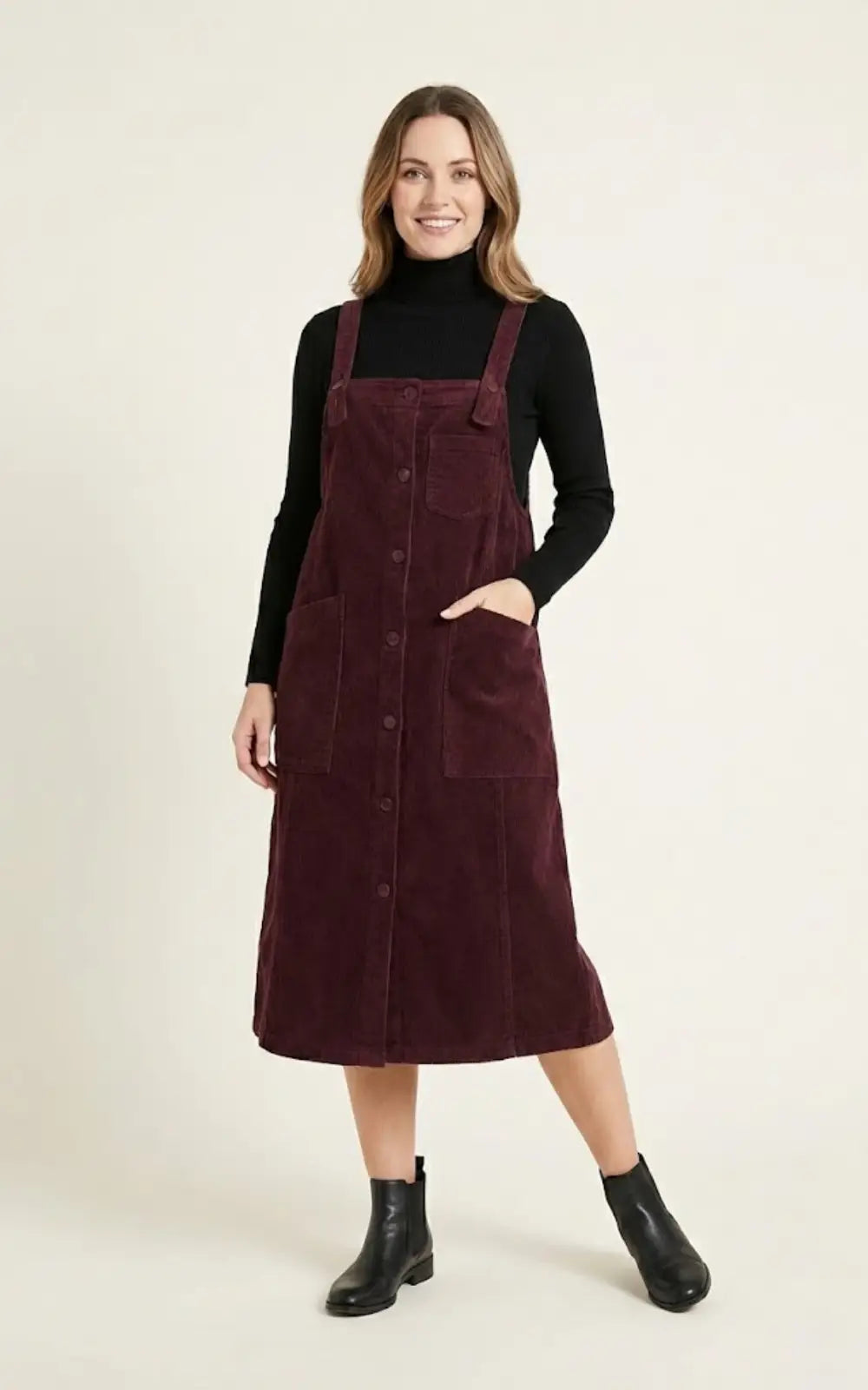 Robe Salopette Velours Bordeaux
