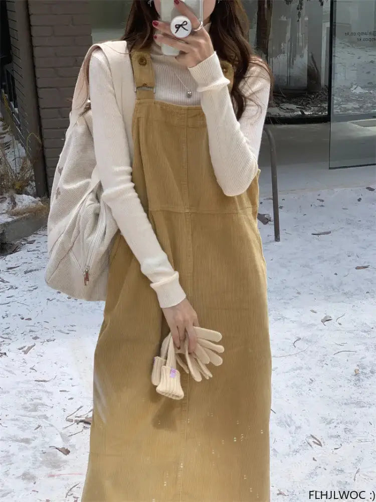 Robe Salopette Velours Camel