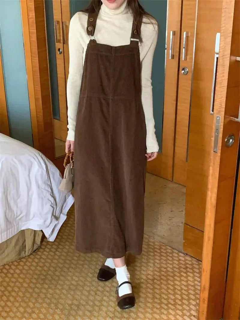 Robe Salopette Velours Marron
