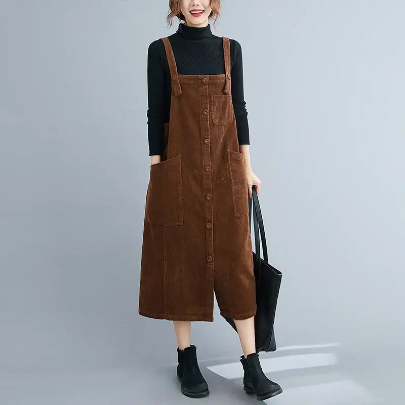 Robe Salopette Velours Mi-longue