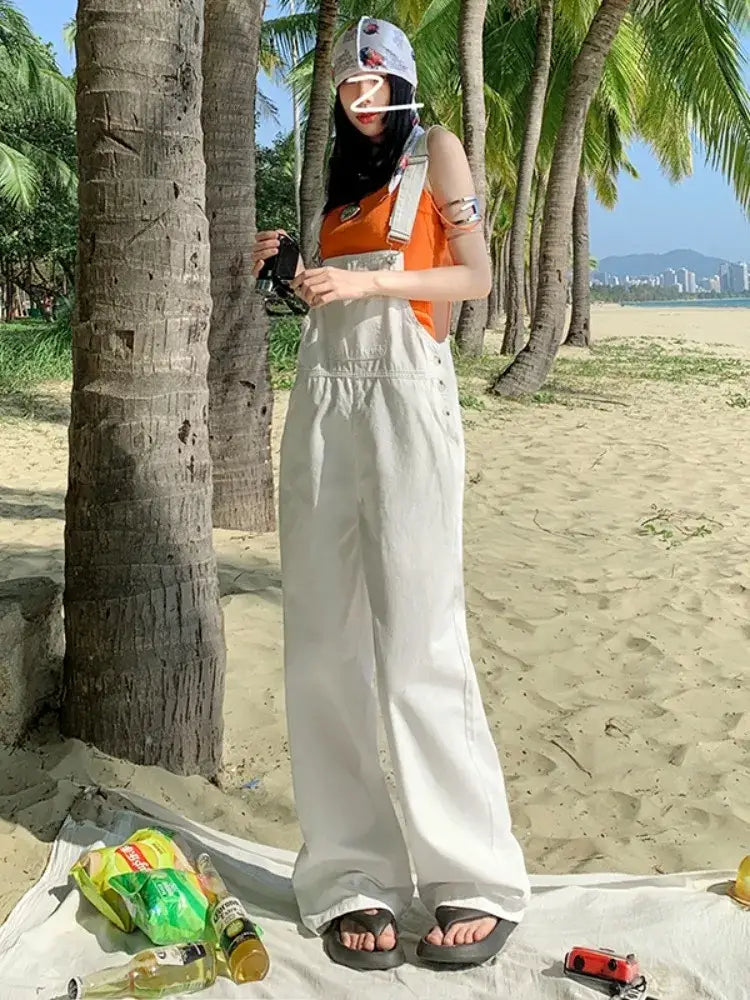 Salopette Blanche en Jean Femme