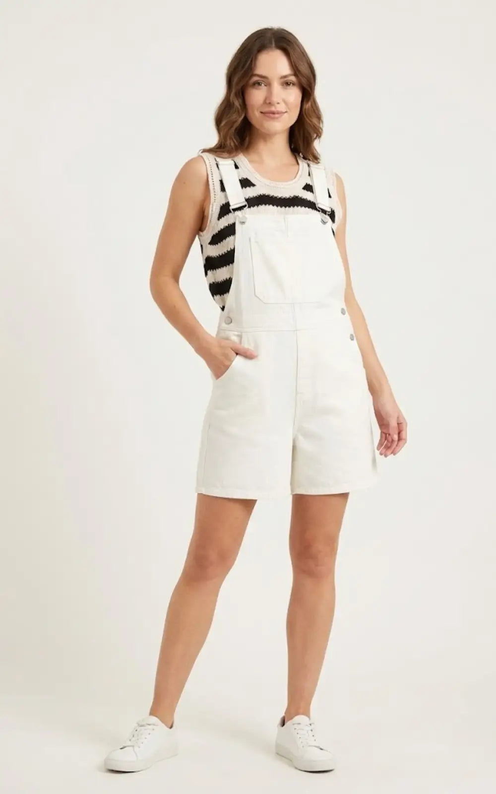 Salopette Blanche Short en Jean Femme