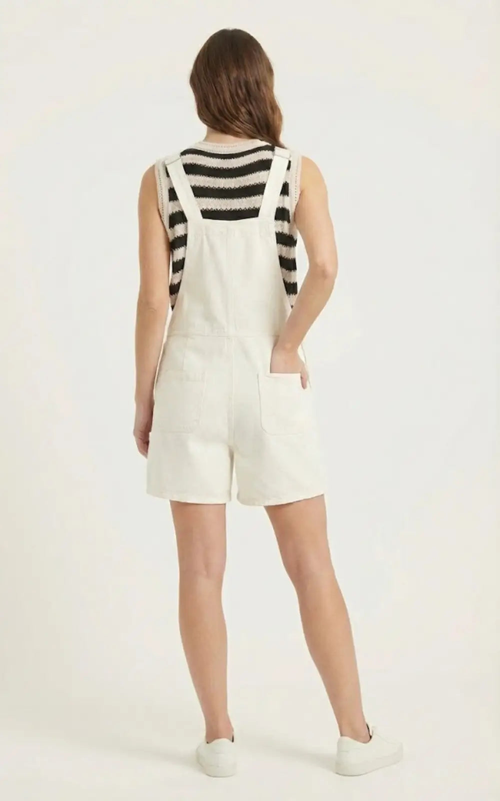 Salopette Blanche Short en Jean Femme