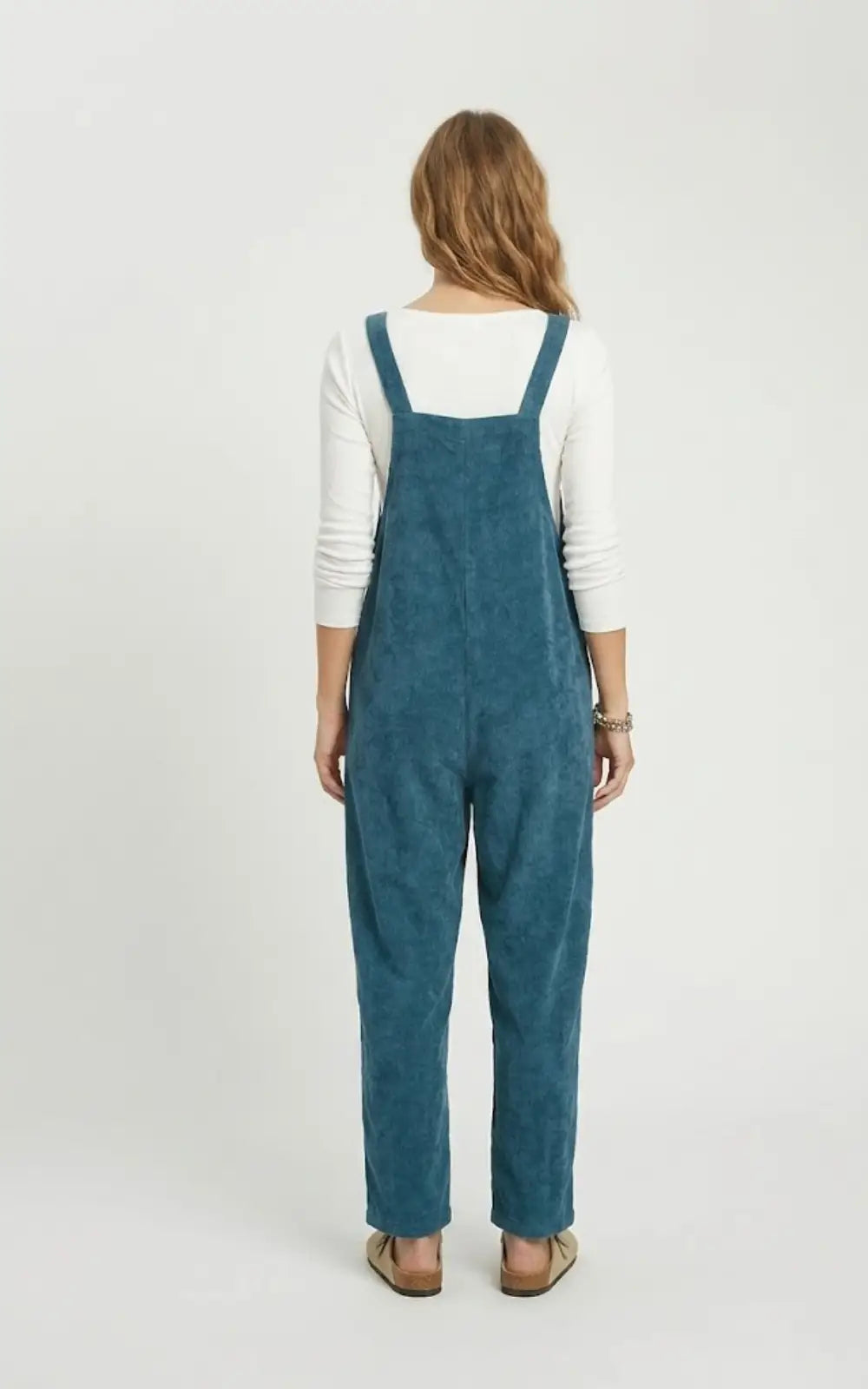 Salopette Bleu Velours À Bretelles Nouées Femme