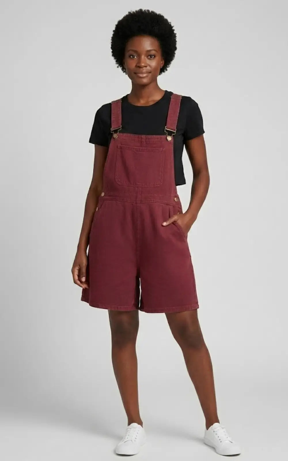 Salopette Bordeaux Short en Jean Femme