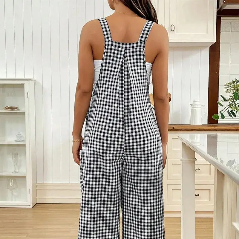 Salopette De Grossesse à Carreaux Noir et Blanc