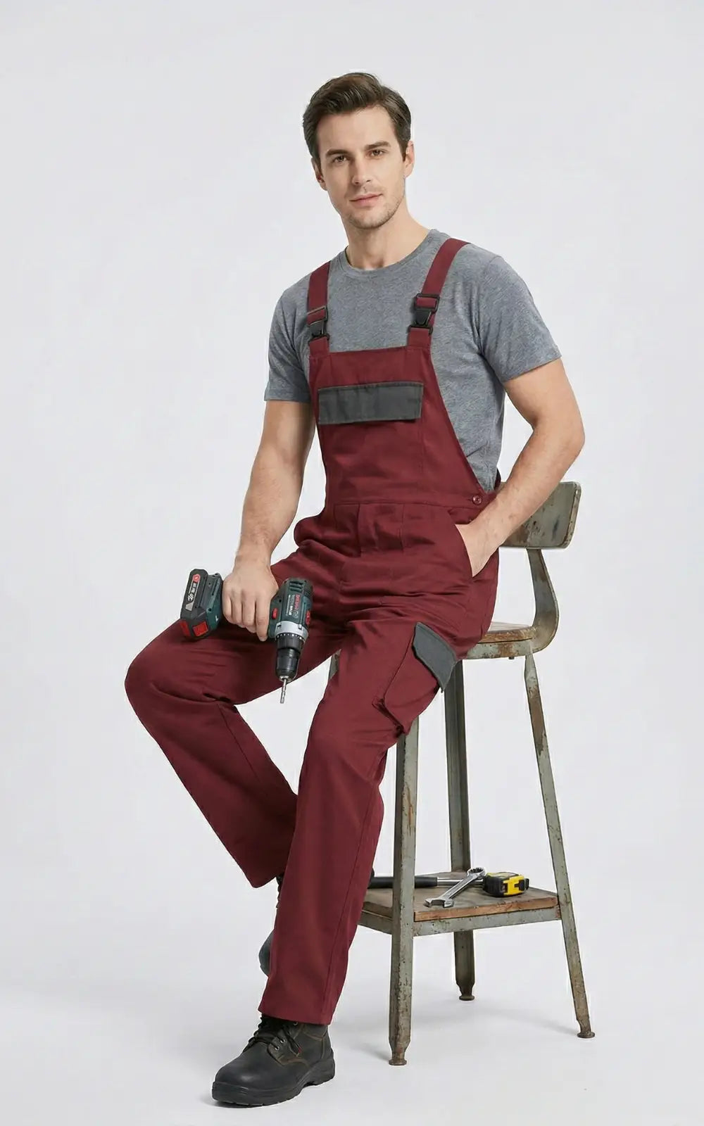 Salopette De Travail Pour Homme Rouge