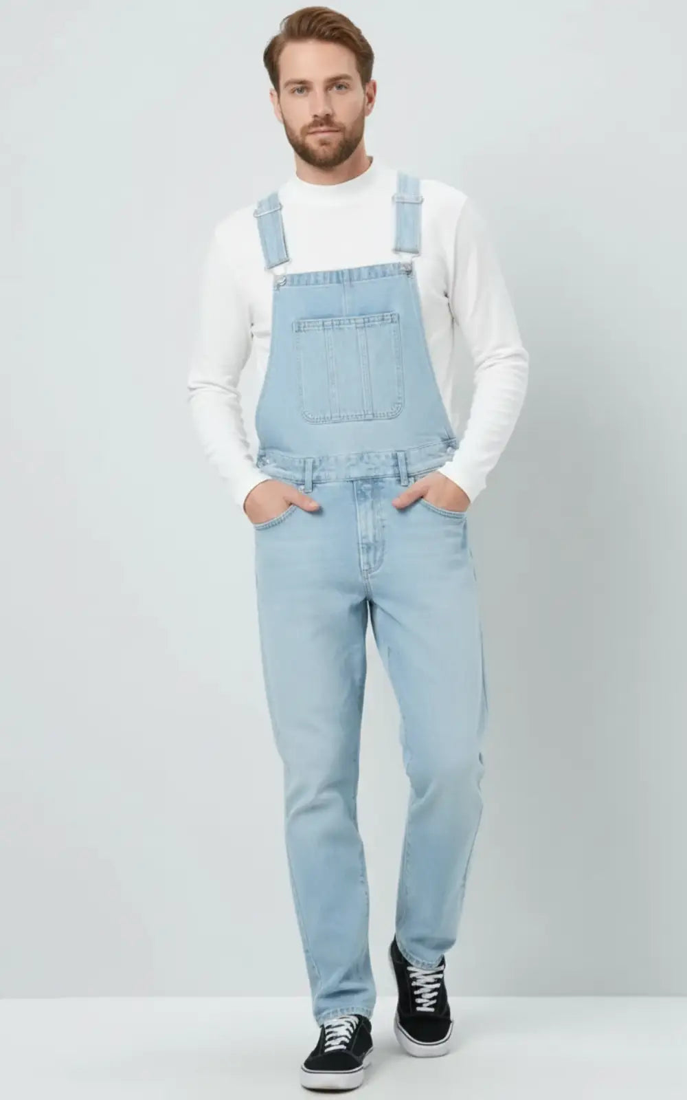 Salopette en Jean Bleu Délavé Homme