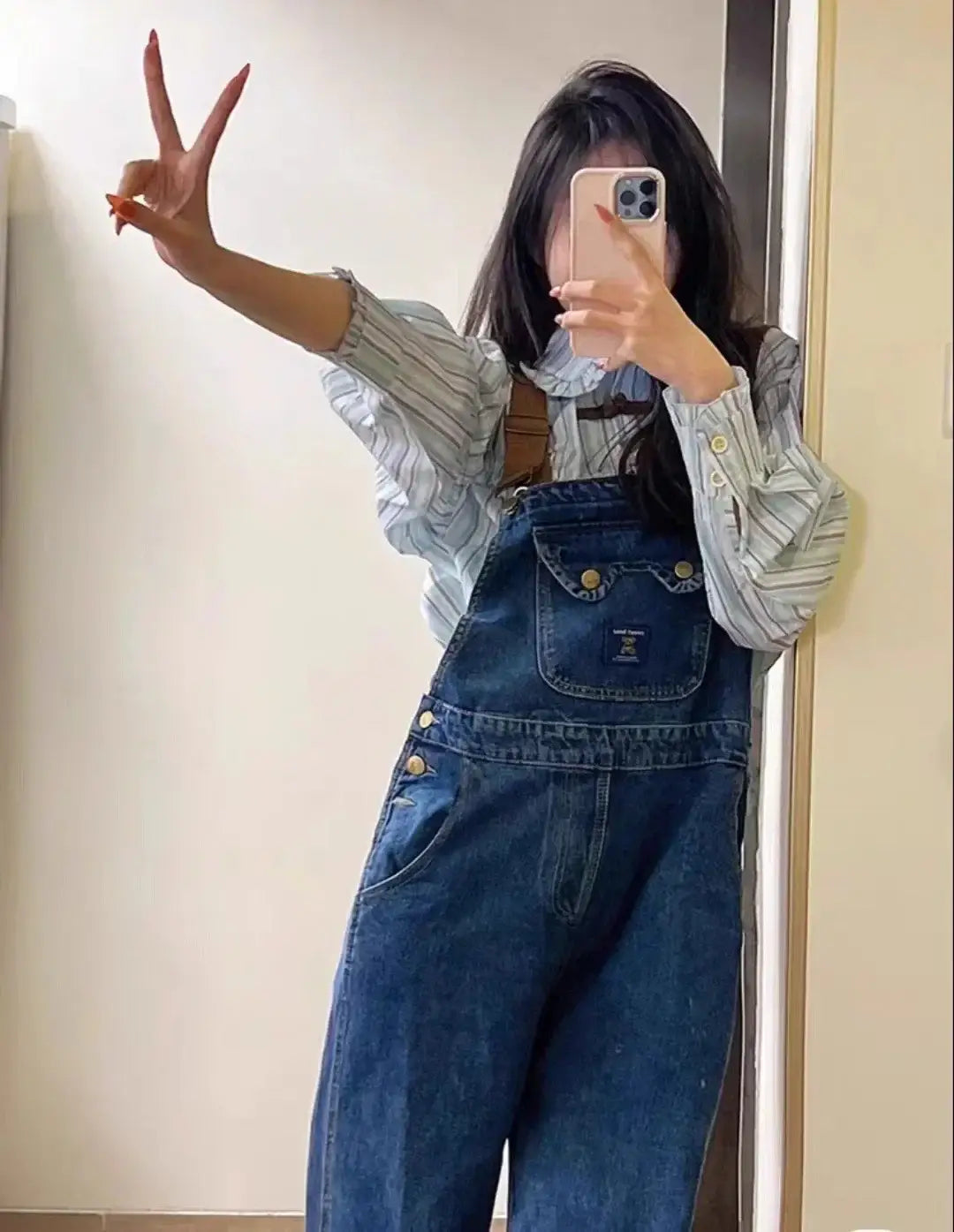 Salopette en Jean Femme Motif Coeur