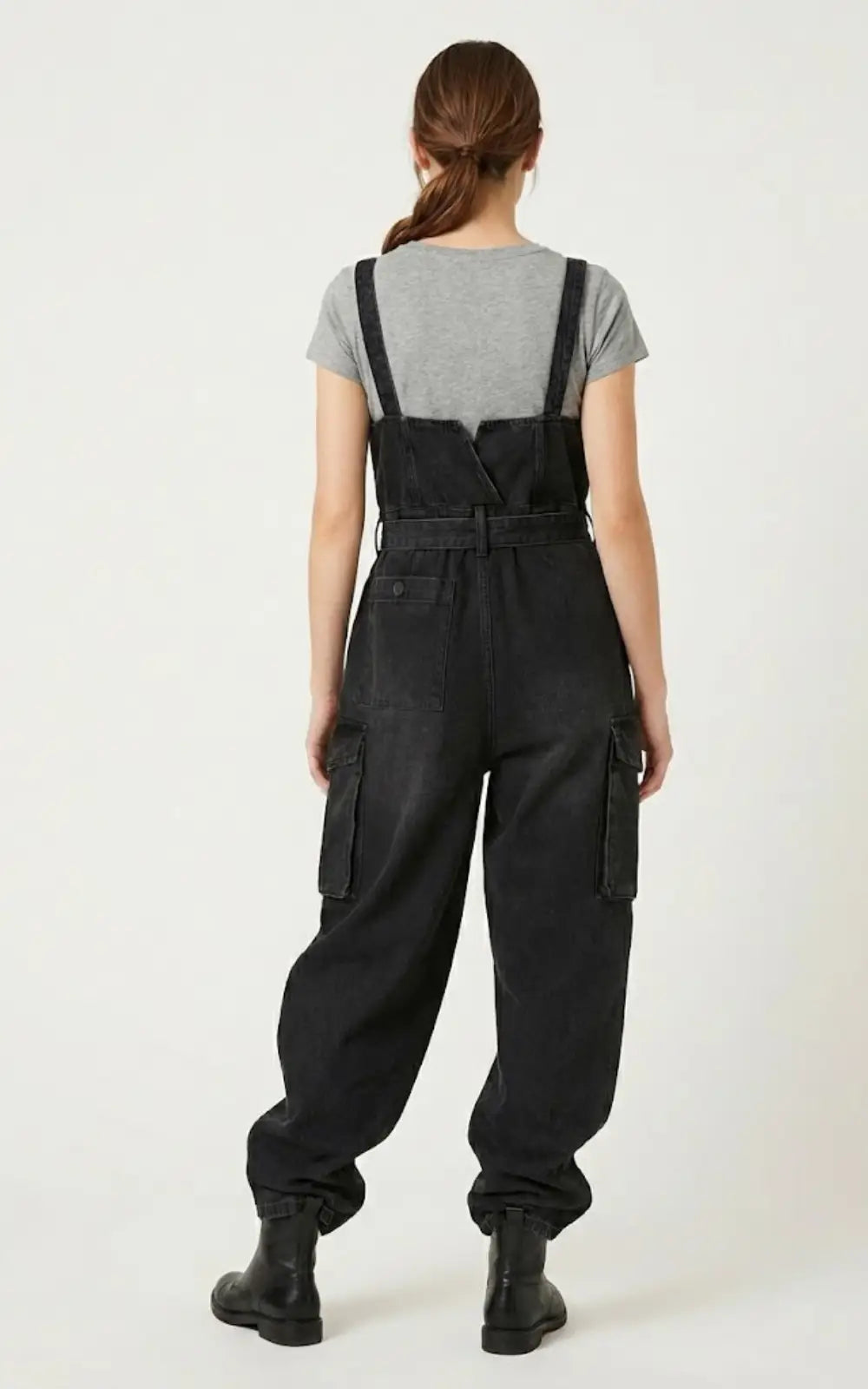 Salopette en Jean Noir Femme Fashion