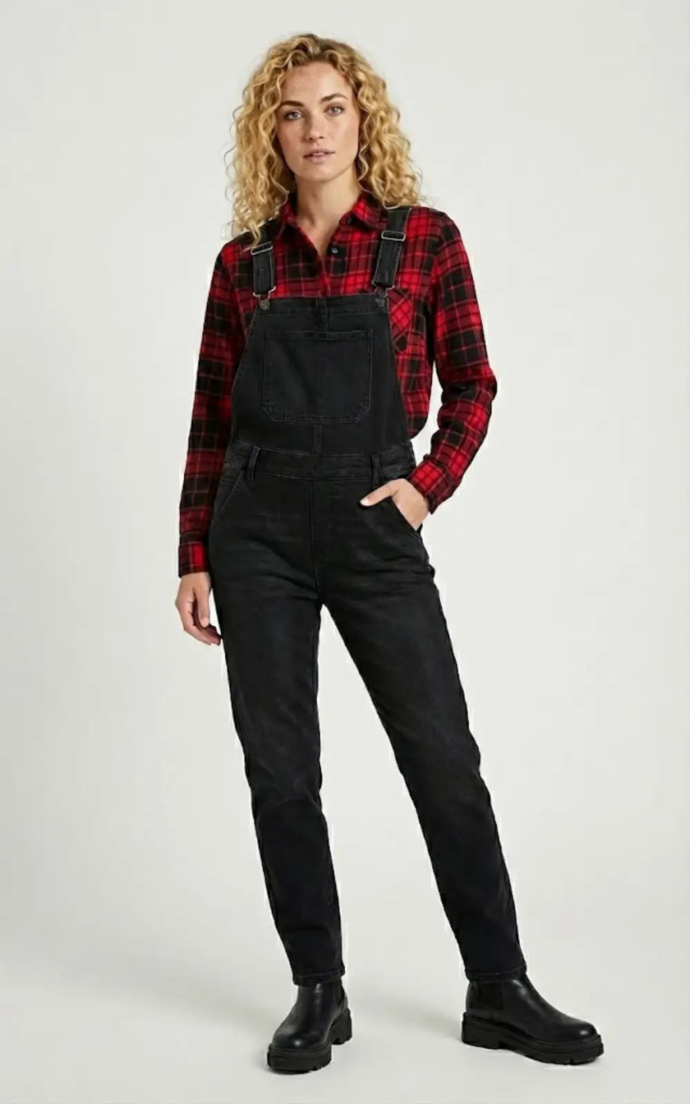 Salopette en Jean Skinny Femme Noir