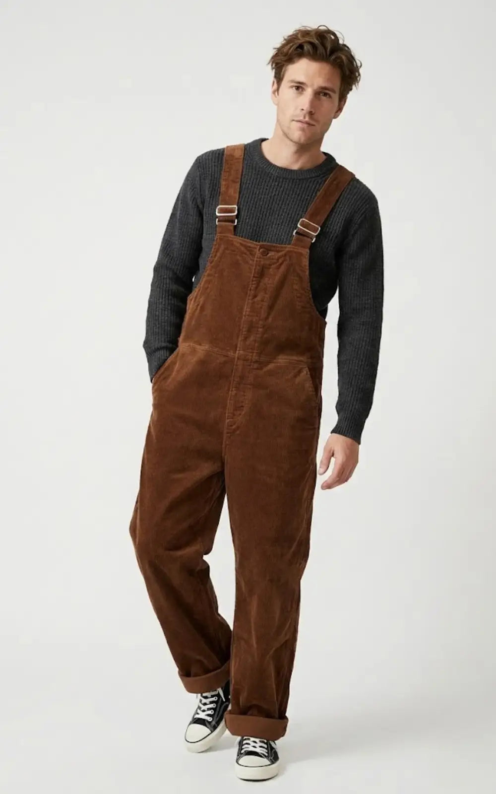 Salopette en Velours Marron Homme