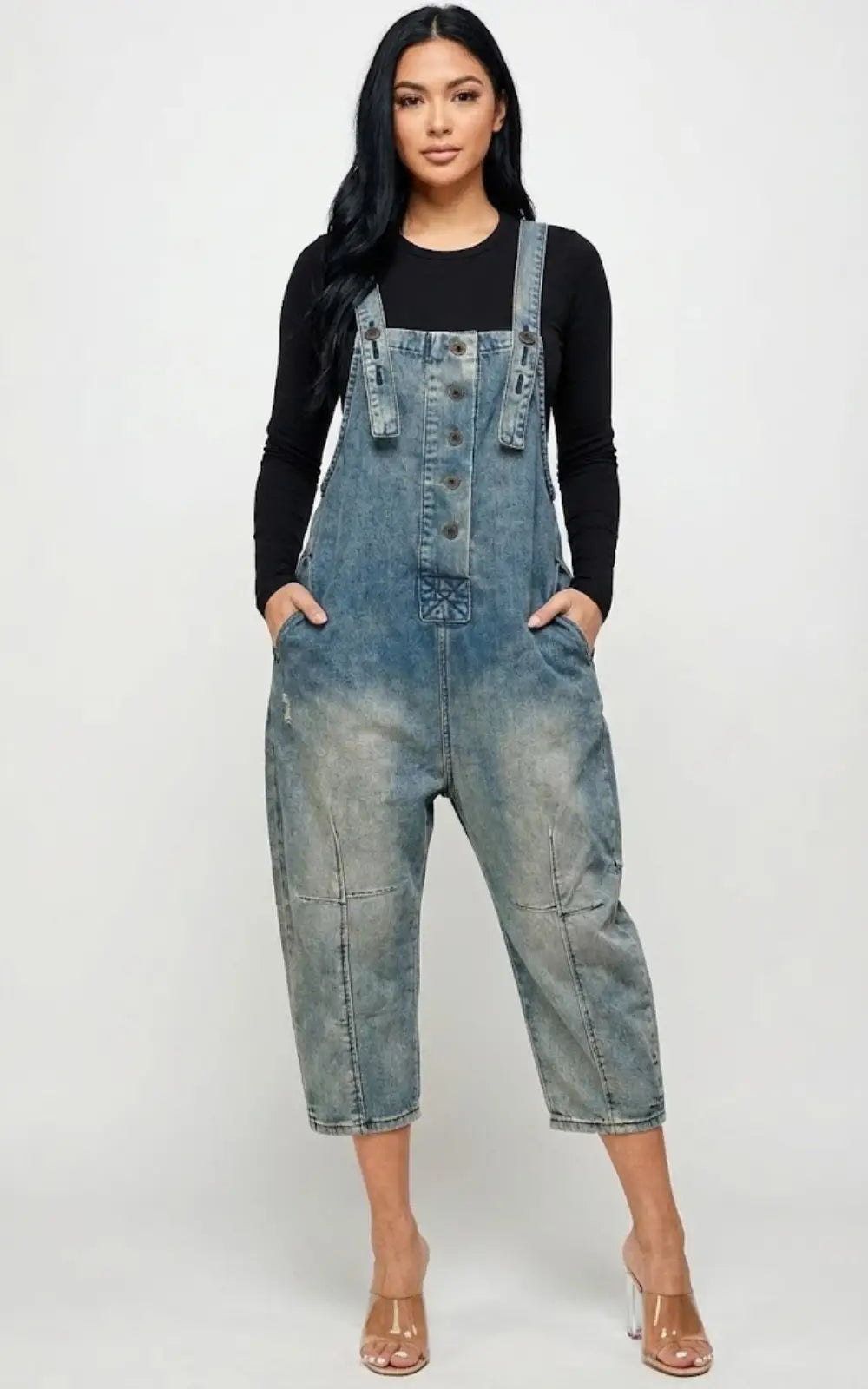 Salopette Femme Jean Effet Usé