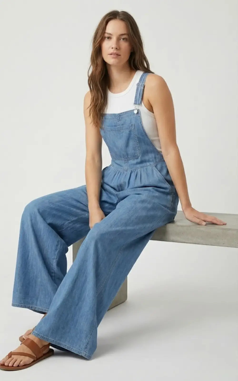 Salopette Femme Tissu Fluide Imitation Jean