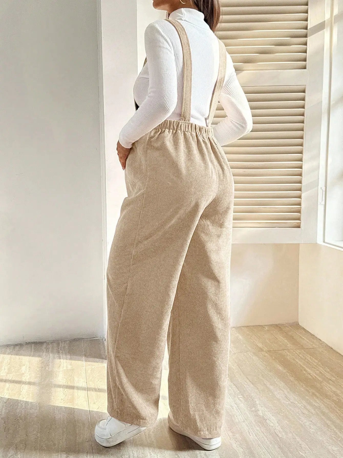 Salopette Grossesse en Velours Beige