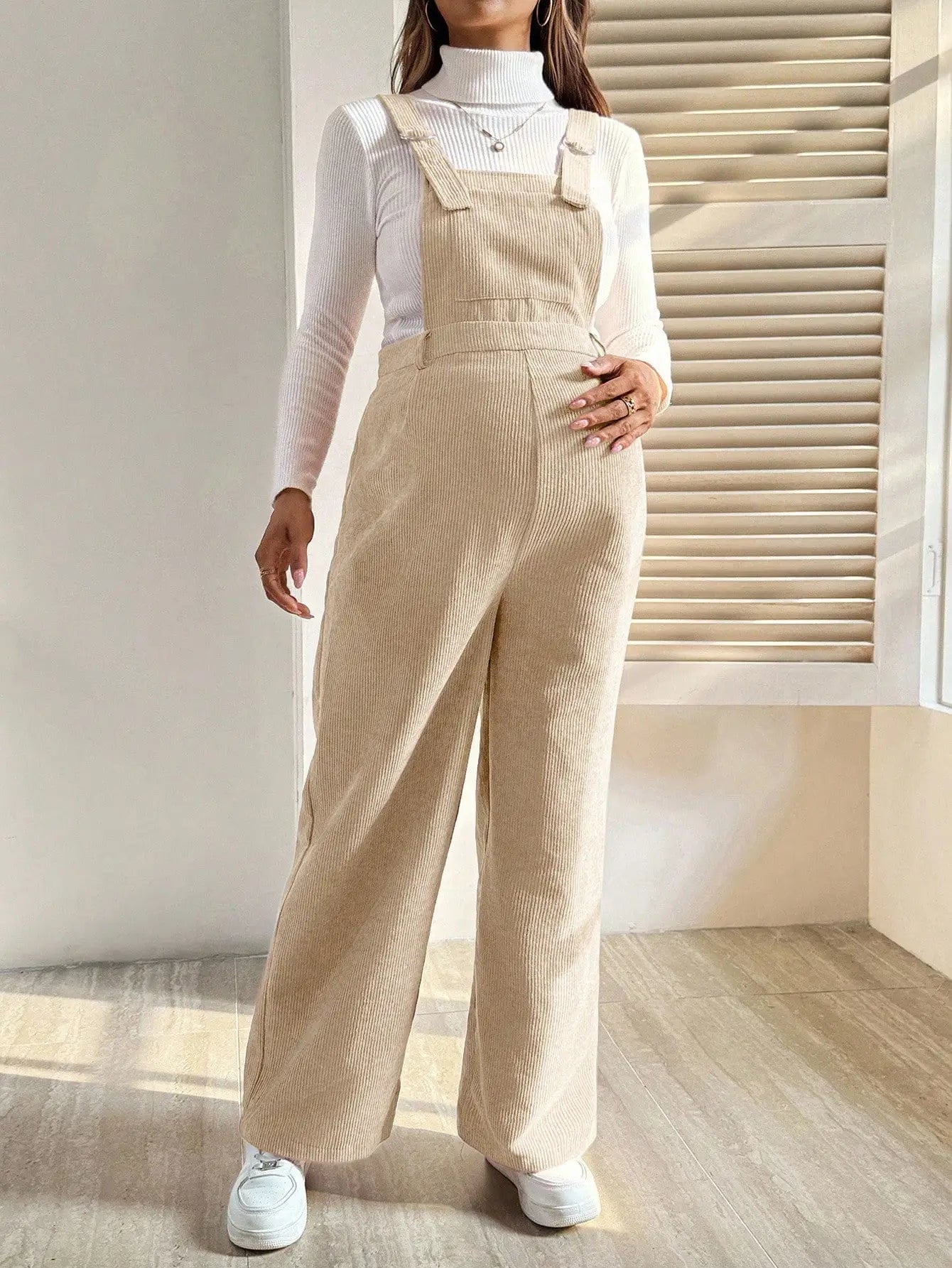 Salopette Grossesse en Velours Beige