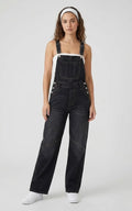 Salopette Jean Coupe Droite Pour Femme Noir