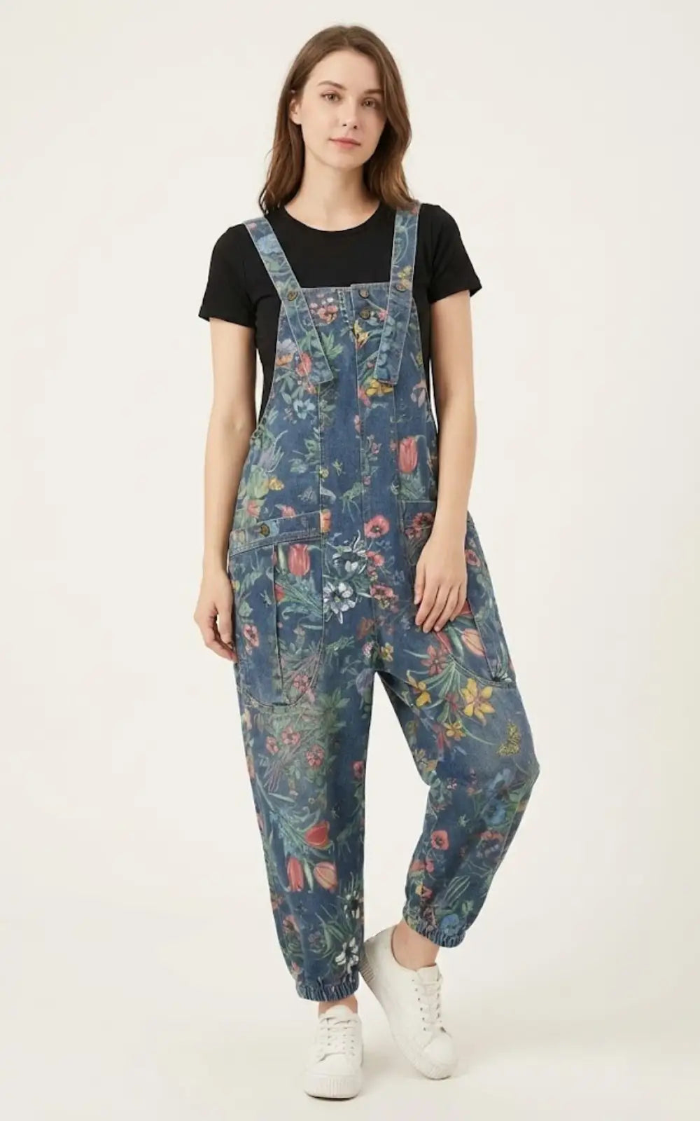 Salopette Jean Femme Fleur