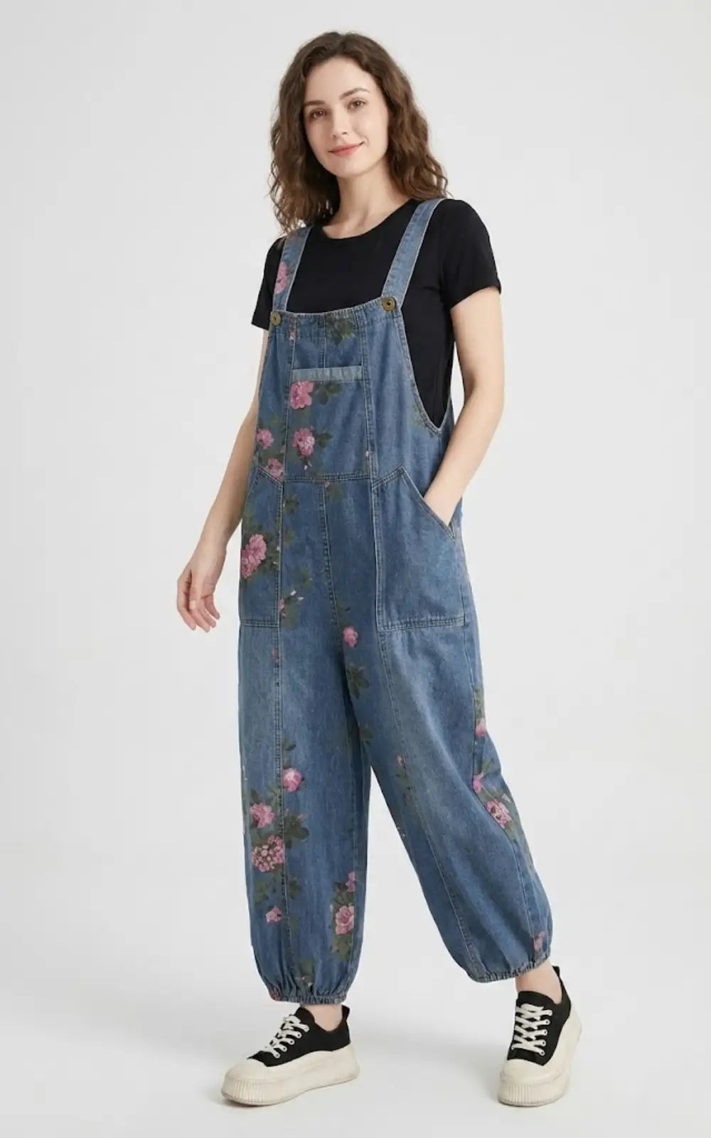Salopette Jean Femme Fleurie