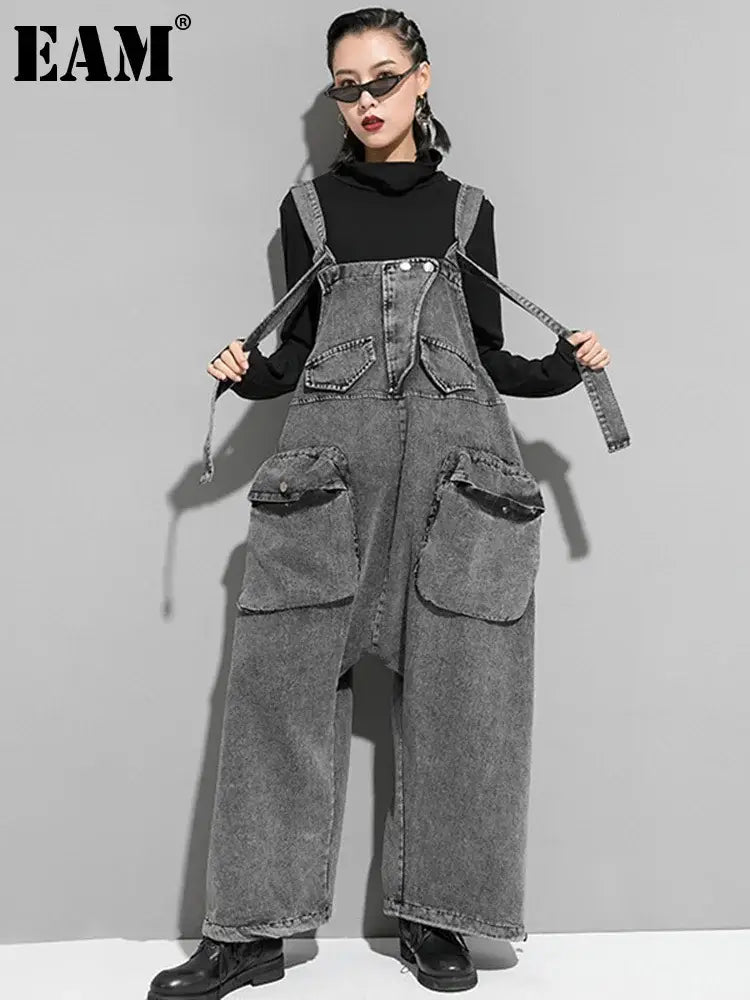 Salopette Jean Femme Grise Design