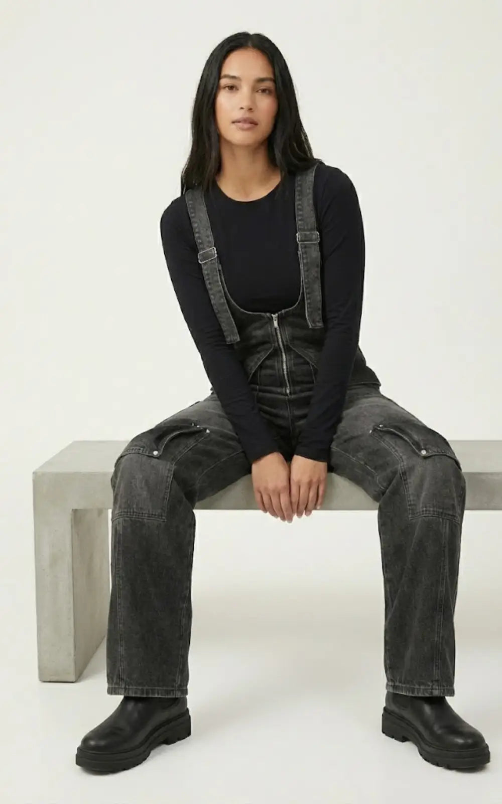 Salopette Jean Femme Y2K Noir