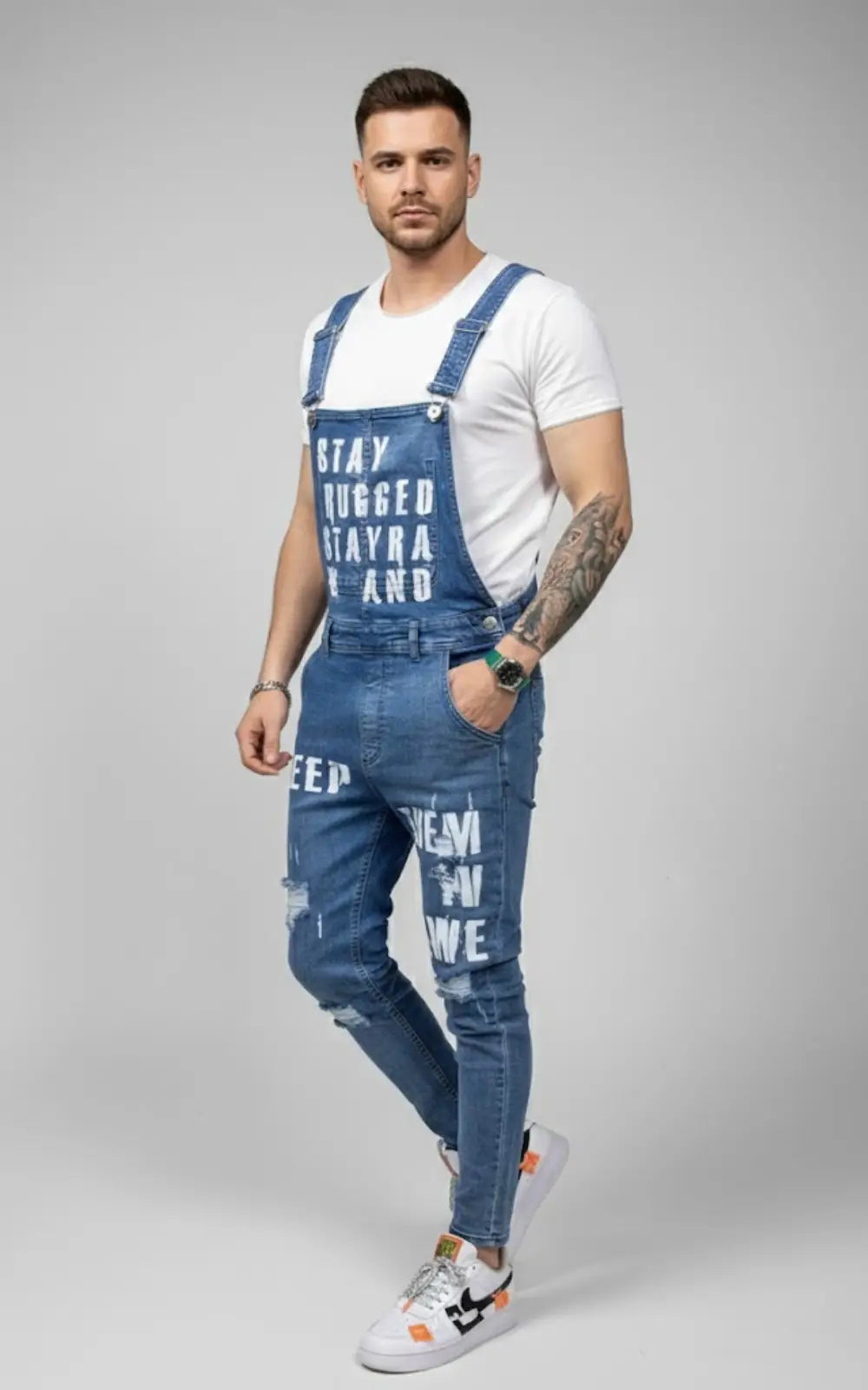 Salopette Jean Slim Bleu Homme