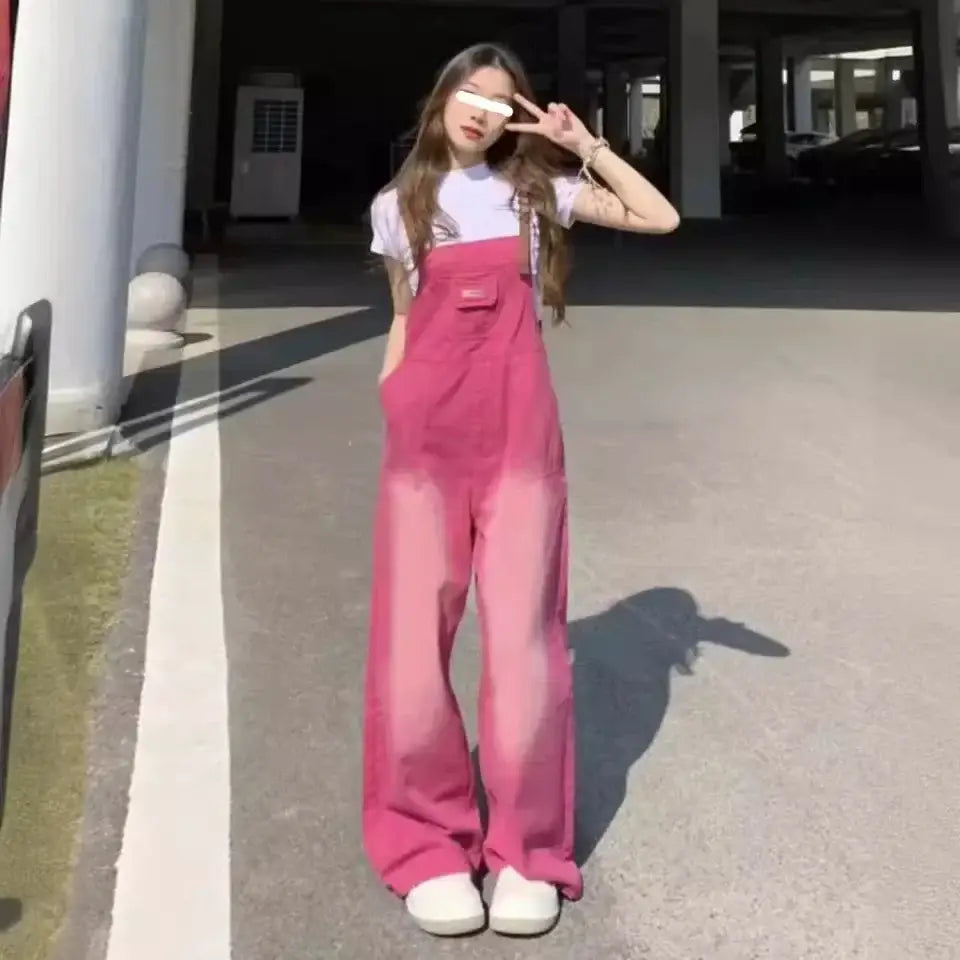 Salopette Jean Vintage Rose Femme