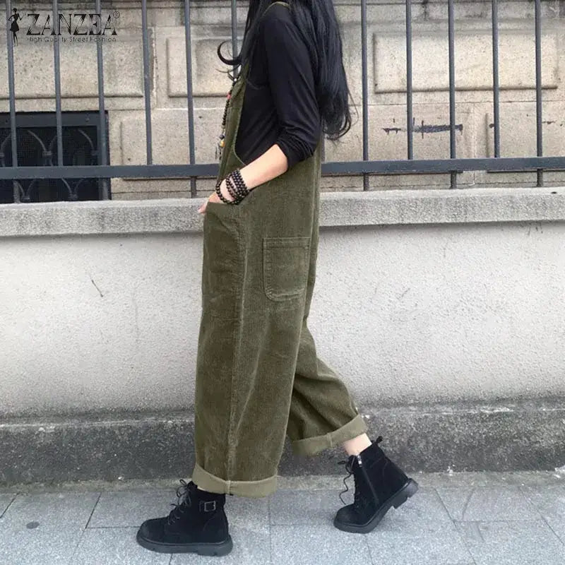Salopette Kaki Velours Femme