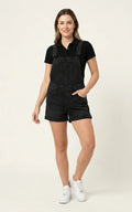 Salopette Noir Short Jean Femme